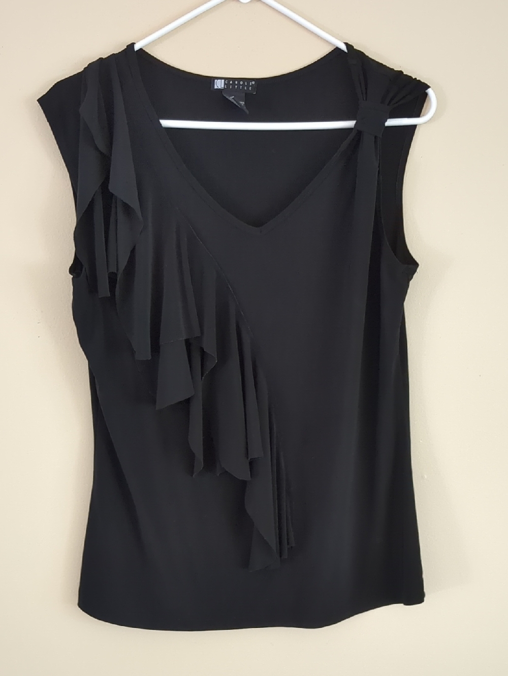 Large Carole Little Black Ruffle Shirt Top